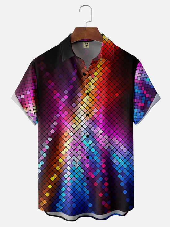 Moisture-wicking Party Disco Sparkling Fantasy Chest Pocket Casual Shirt