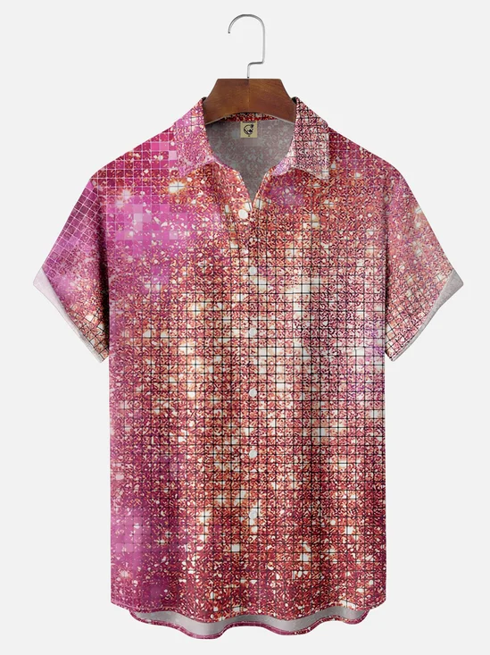 Moisture-wicking Party Sparkling Dream Disco Chest Pocket Casual Shirt