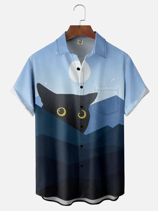 Hardaddy X Boby Berto Moisture-wicking Cat Chest Pocket Casual Shirt