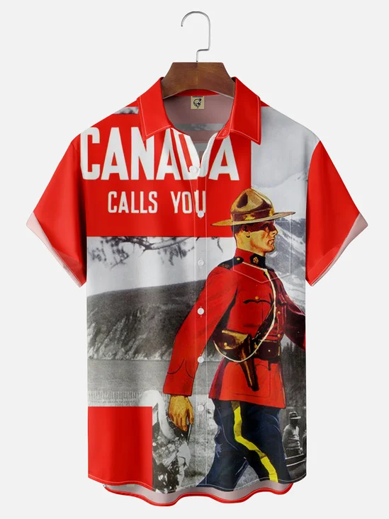 Moisture-wicking Canada Royal Canadian Mounted Police Art Chest Pocket Casual Shirt