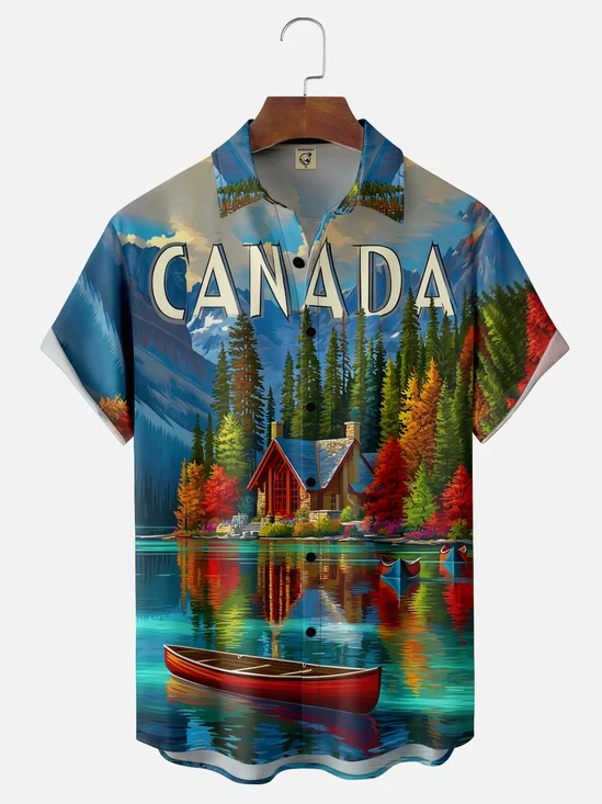 Moisture-wicking Canadian Maple Leaf Chest Pocket Casual Shirt
