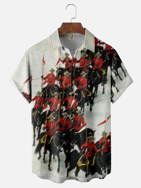 Moisture-wicking Canada Royal Canadian Mounted Police Art Chest Pocket Casual Shirt