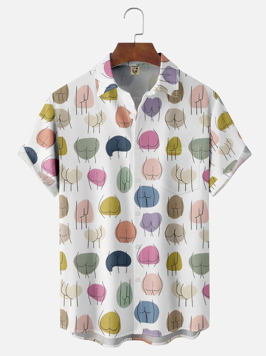 Moisture-wicking Artistic Human Body Chest Pocket Casual Shirt