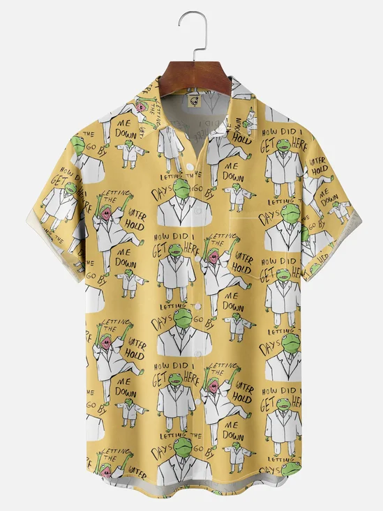 Moisture-wicking Rock Frog How did I get here Chest Pocket Casual Shirt