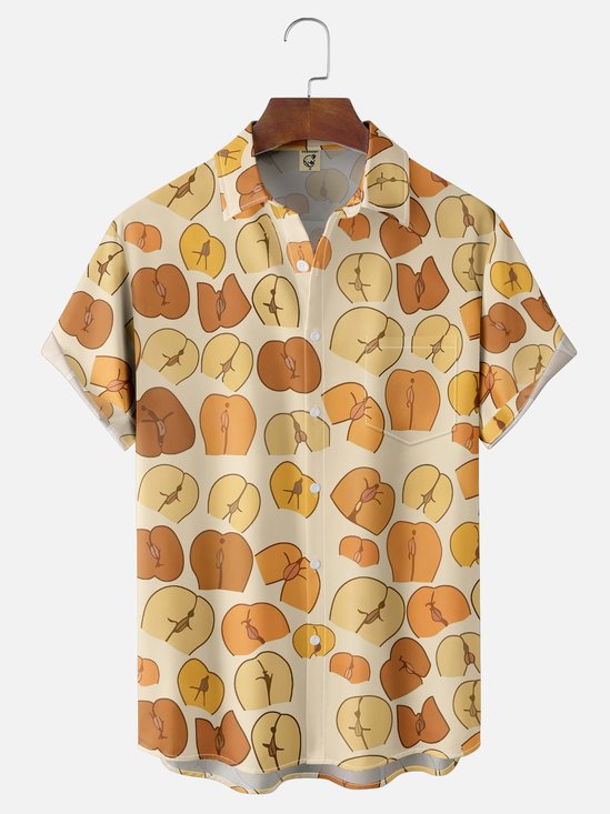 Moisture-wicking Artistic Human Body Chest Pocket Casual Shirt