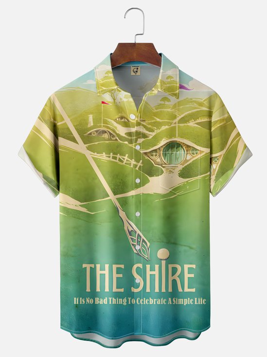 Moisture-wicking The Shire Home Middle Earth Wizard Journey Chest Pocket Casual Shirt
