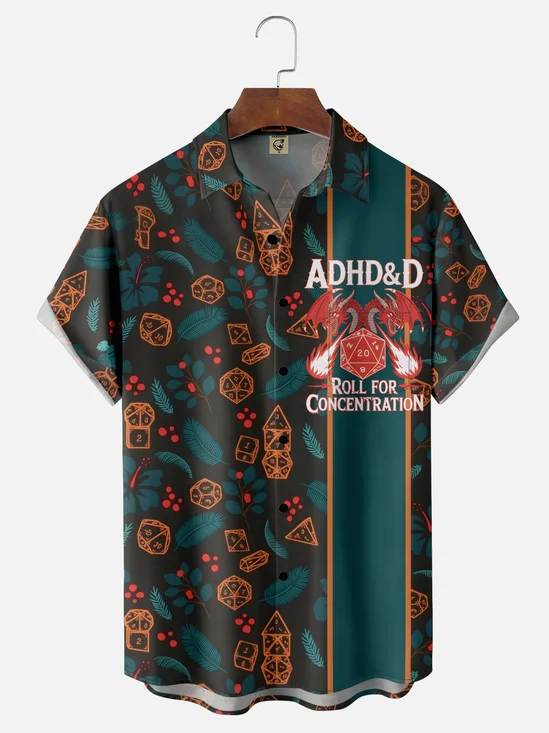 Moisture-wicking Board Game Adhd Roll For Concentration Chest Pocket Casual Shirt