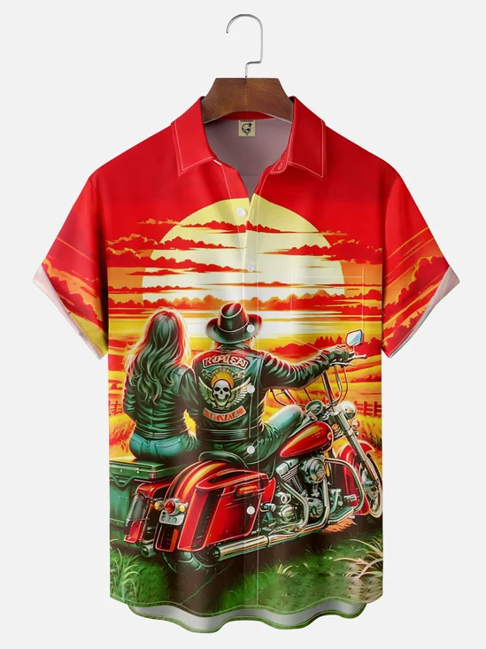 Moisture Wicking Vintage Motorcycle Hawaiian Shirt