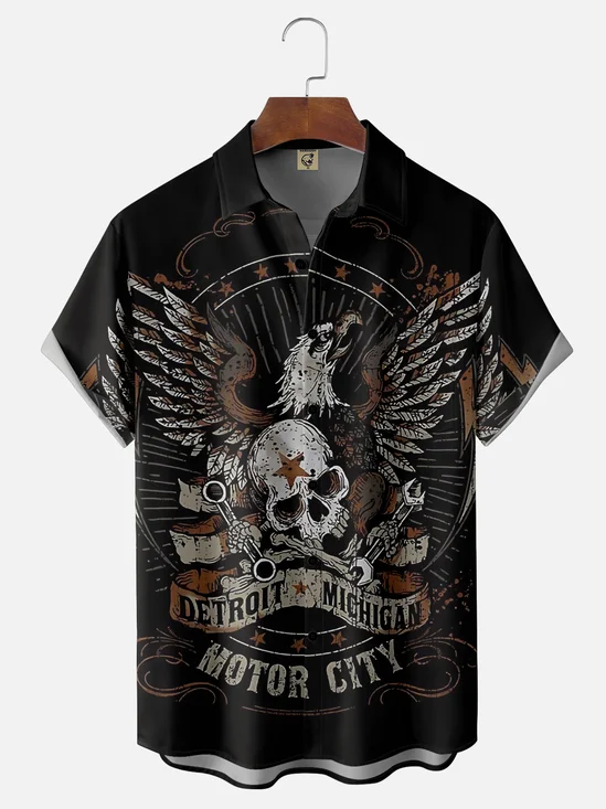 Moisture Wicking Vintage Motorcycle Eagle Hawaiian Shirt