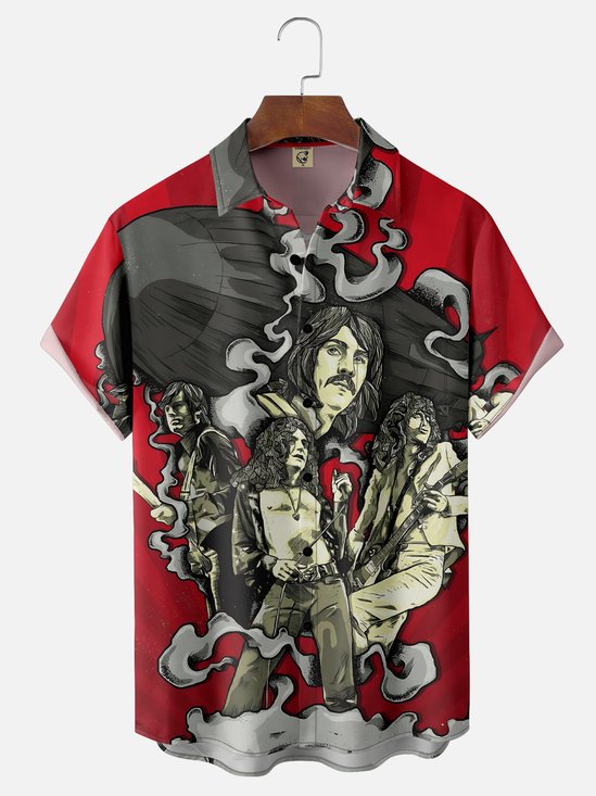 Moisture-wicking Music Festival Classic Rock Art Punk Chest Pocket Casual Shirt