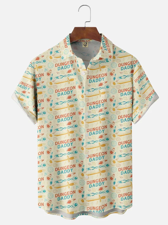 Moisture-wicking Role Play Dungeon Daddy Chest Pocket Casual Shirt