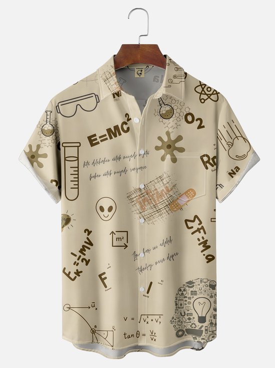 Moisture-wicking Artistic Chemical Symbols Formulas Chest Pocket Casual Shirt