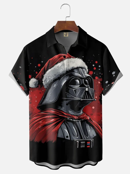 Moisture Wicking Christmas Star Warrior Chest Pocket Hawaiian Shirt