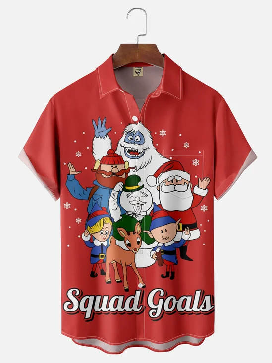 Moisture Wicking Christmas Snowman Santa Rudolph Hawaiian Shirt
