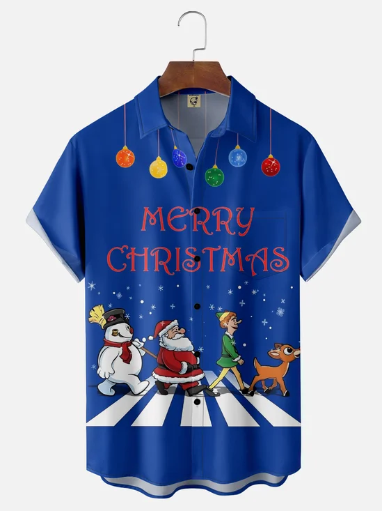 Moisture Wicking Christmas Snowman Santa Hawaiian Shirt