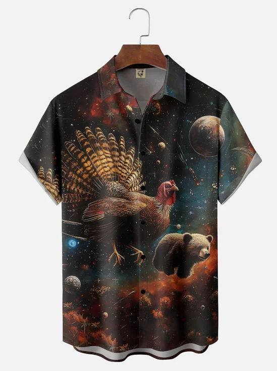 Moisture Wicking Thanksgiving Funny Turkey Breast Pocket Hawaiian Shirt