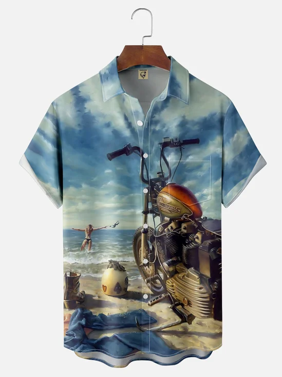 Moisture Wicking Vintage Motorcycle Hawaiian Shirt