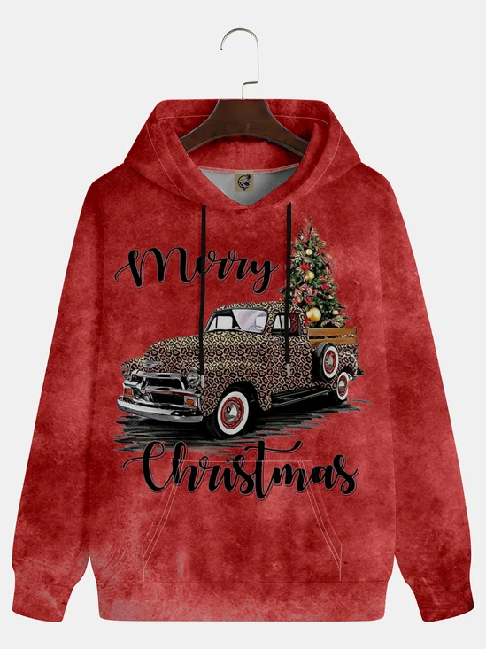 Christmas Leopard Pickup Truck Hoodie Sweatshirt