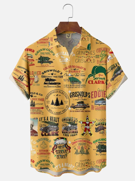 Moisture Wicking Christmas Griswold Chest Pocket Hawaiian Shirt