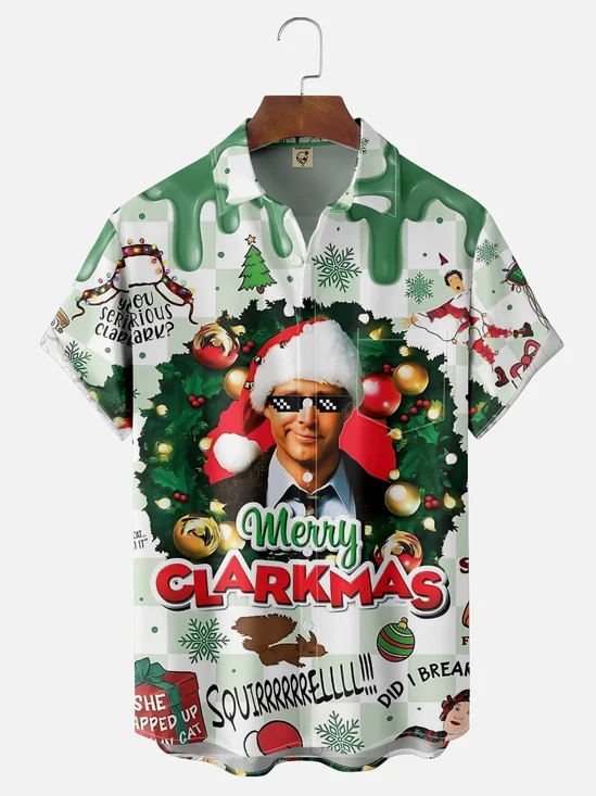 Moisture-wicking Christmas GRISWOLD Fun Chest Pocket Casual Shirt