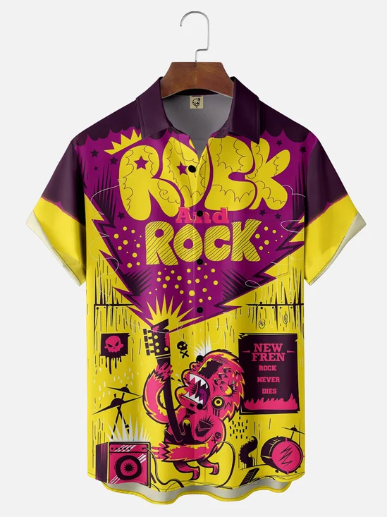 Moisture-wicking Music Festival Fun Classic Rock Punk Rock Chest Pocket Casual Shirt