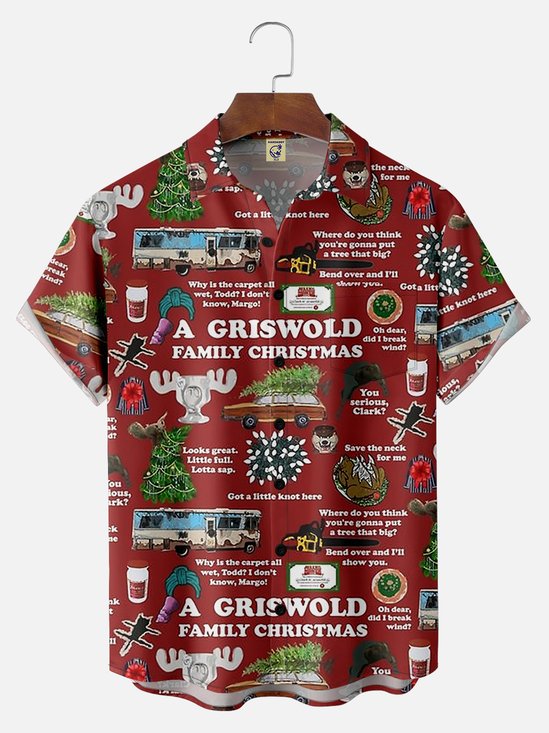 Big Size Moisture-wicking Christmas Creative GRISWOLD Chest Pocket Hawaiian Shirt