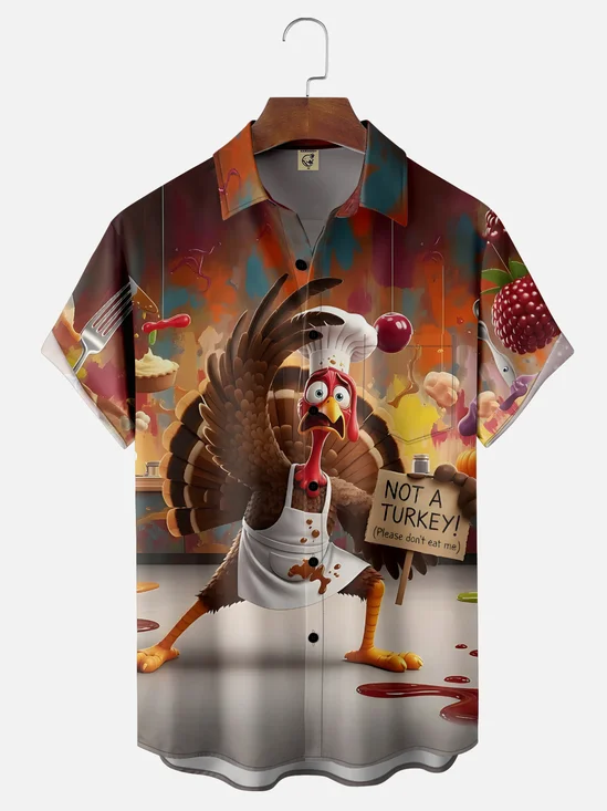 Moisture-wicking Thanksgiving Not A Turkey Chest Pocket Casual Shirt