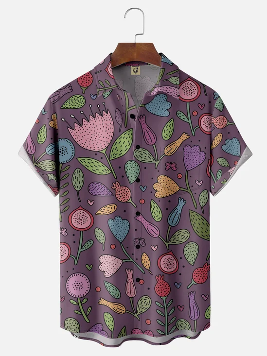 Hardaddy X Valentina Bjekovic Moisture-wicking Floral Chest Pocket Casual Shirt