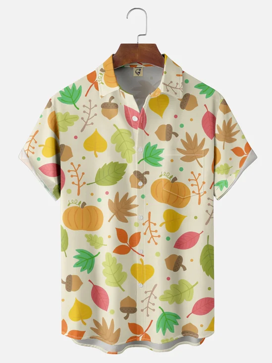 Hardaddy X Valentina Bjekovic Moisture-wicking Thanksgiving Maple Chest Pocket Casual Shirt
