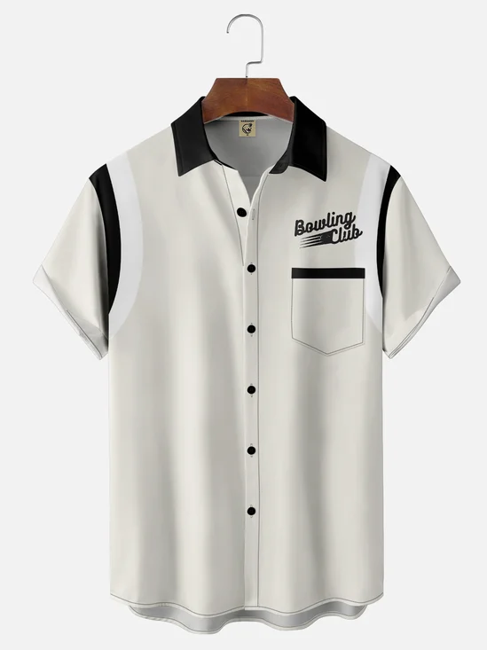 Moisture Wicking Color-Blocked Bowling Chest Bag Hawaiian Shirt