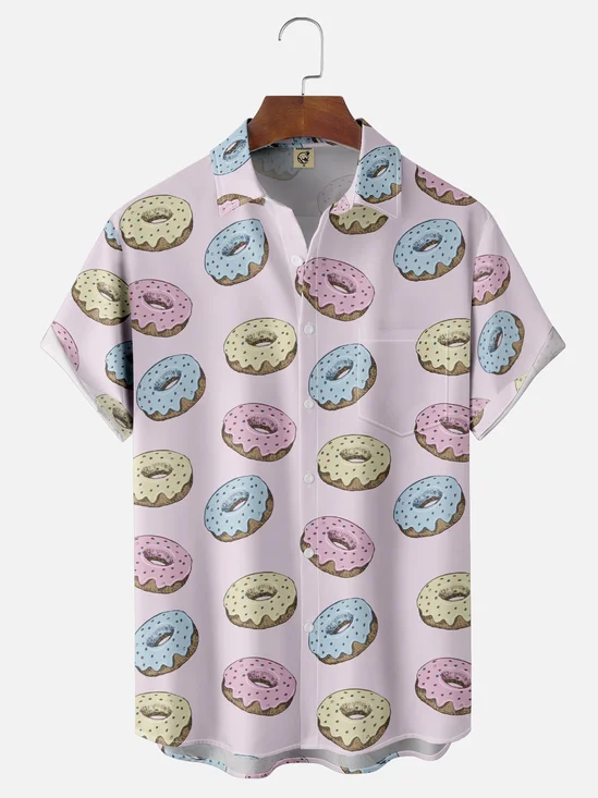 Hardaddy X Valentina Bjekovic Moisture-wicking Donuts Chest Pocket Casual Shirt