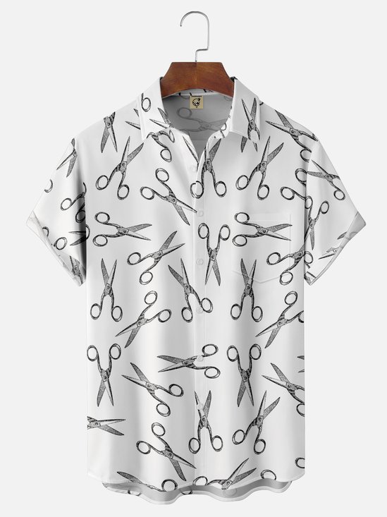 Hardaddy X Valentina Bjekovic Moisture-wicking Scissors Geomatric Chest Pocket Casual Shirt