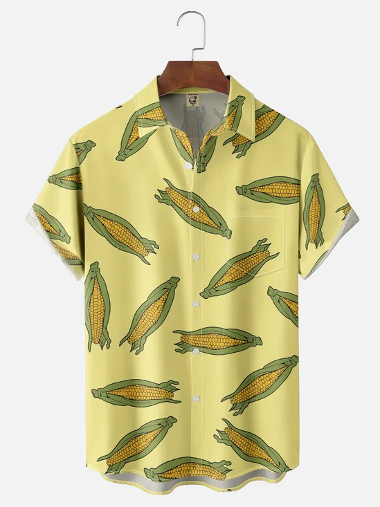 Hardaddy X Valentina Bjekovic Moisture-wicking Thanksgiving Corn Harvest Chest Pocket Casual Shirt