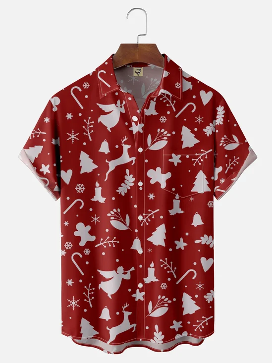 Hardaddy X Valentina Bjekovic Moisture-wicking Christmas Reindeer Chest Pocket Casual Shirt