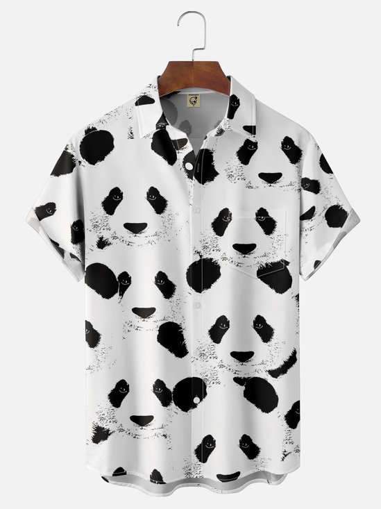 Hardaddy X Valentina Bjekovic Moisture-wicking Panda Chest Pocket Casual Shirt