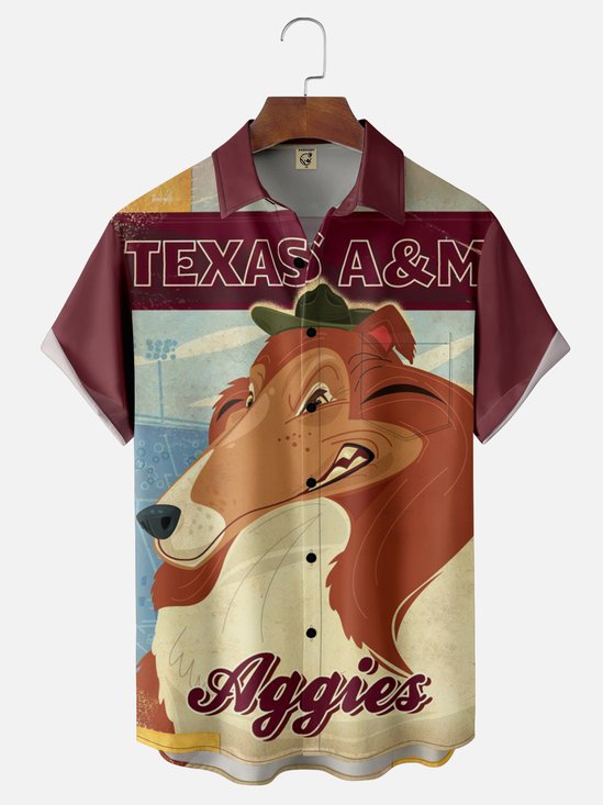 Moisture-Wicking American Football Texas A&M Aggies Chest Pocket Casual Shirt
