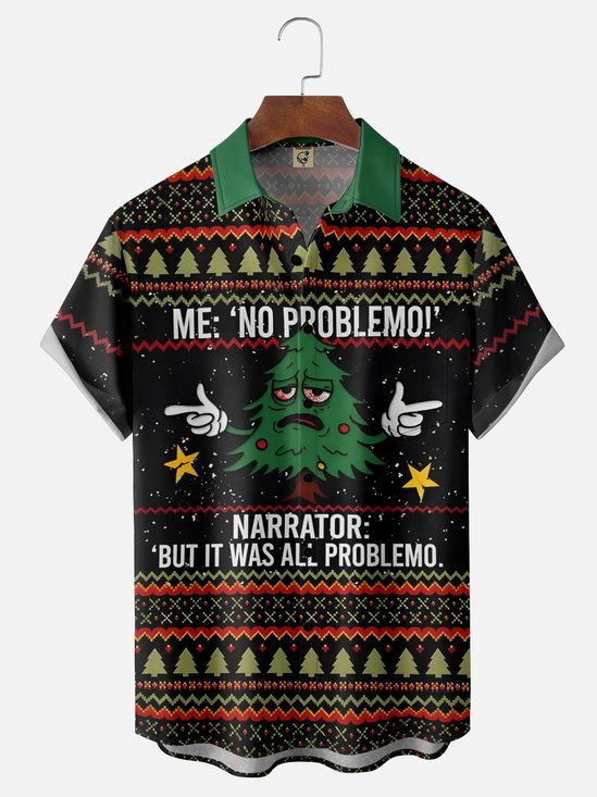 Moisture-wicking Christmas No Problemo But It Was All Problemo Chest Pocket Casual Shirt