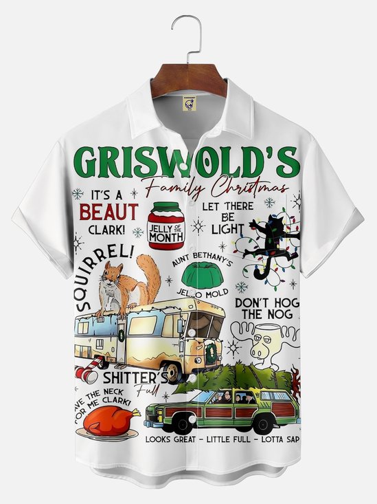 Big Size Moisture Wicking Christmas Griswold Chest Pocket Hawaiian Shirt