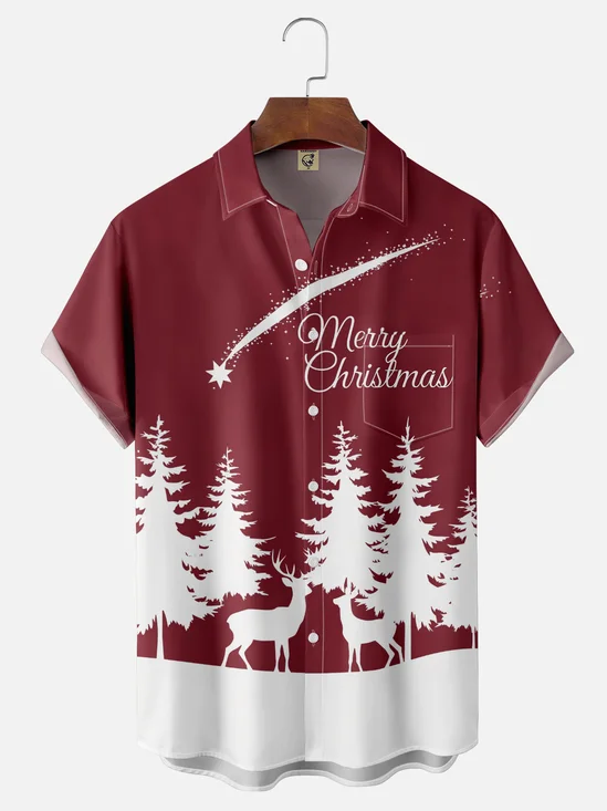 Moisture Wicking Happy New Year Wine Glass Dwarf Chest Pocket Hawaiian Shirt