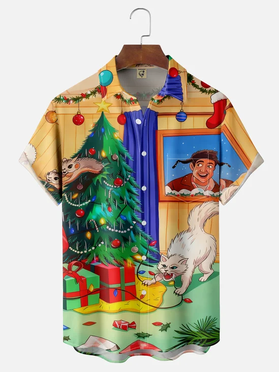 Moisture Wicking Christmas Story Griswold Hawaiian Shirt with Chest Pocket