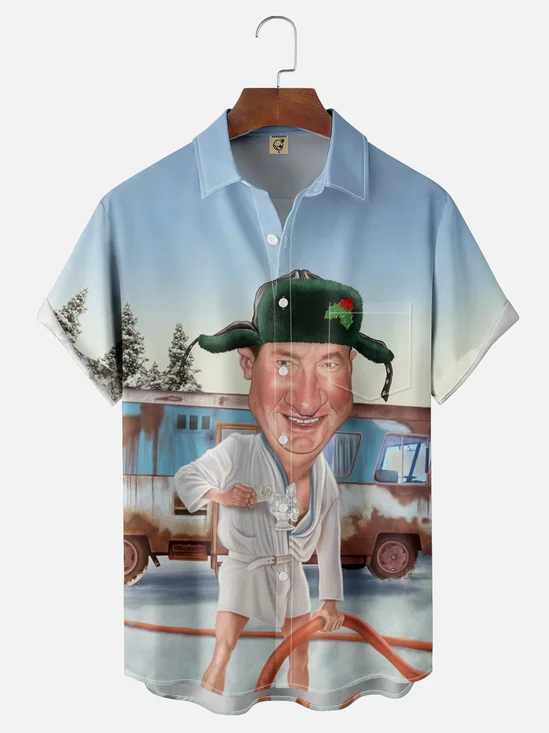 Moisture Wicking Merry Christmas Griswold Hawaiian Shirt with Chest Pocket