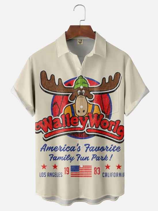 Moisture Wicking Merry Christmas Walley Worlg Chest Pocket Hawaiian Shirt