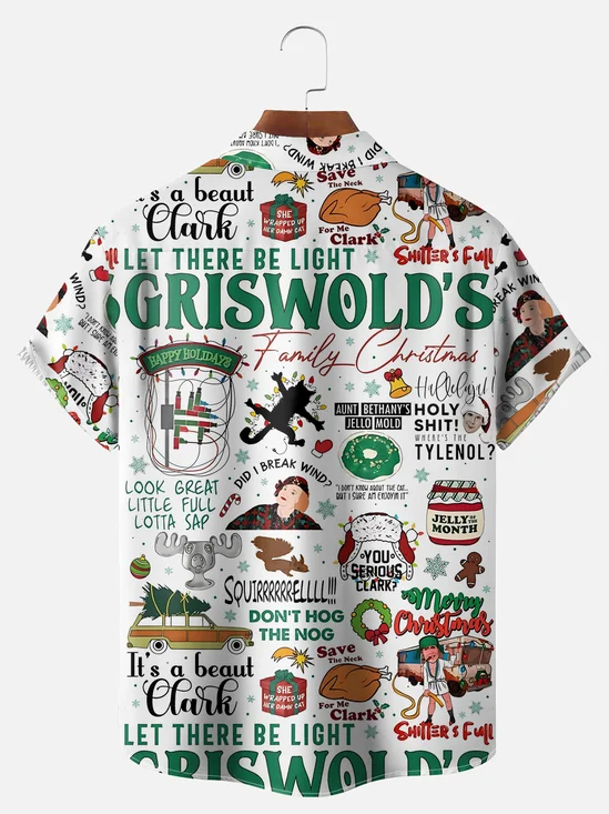 Moisture-Wicking GRISWOLD Christmas Character Chest Pocket Hawaiian Shirt