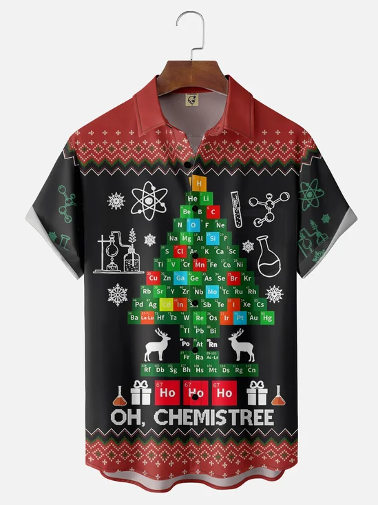 Moisture-wicking Christmas Science Chemistry Oh Chemistree Chest Pocket Casual Shirt