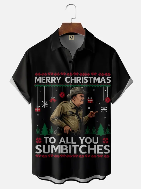 Moisture-wicking Merry Christmas To All You Sumbiches Chest Pocket Holiday Shirt