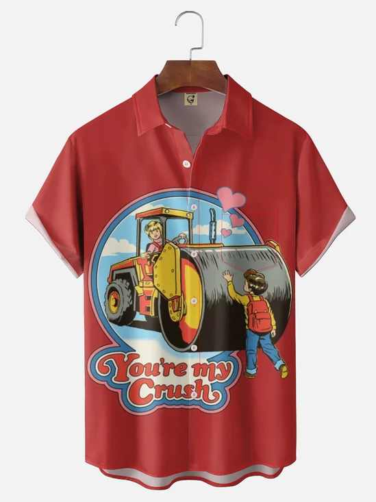 Moisture-wicking Valentine's Day You're My Crush Chest Pocket Casual Shirt