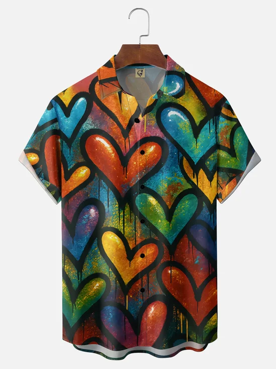 Moisture Wicking Valentine's Day Heart Shaped Chest Pocket Holiday Shirt