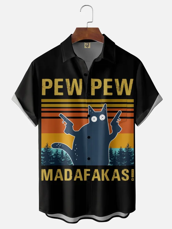Moisture Wickin PEW PEW MADAFAKAS! Chest Pocket Holiday Hawaiian Shirt