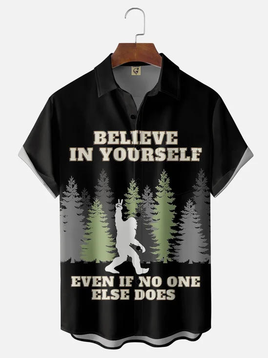 Moisture-wicking Believe In Yourself Even If No One Else Does Bigfoot Chest Pocket Hawaiian Shirt