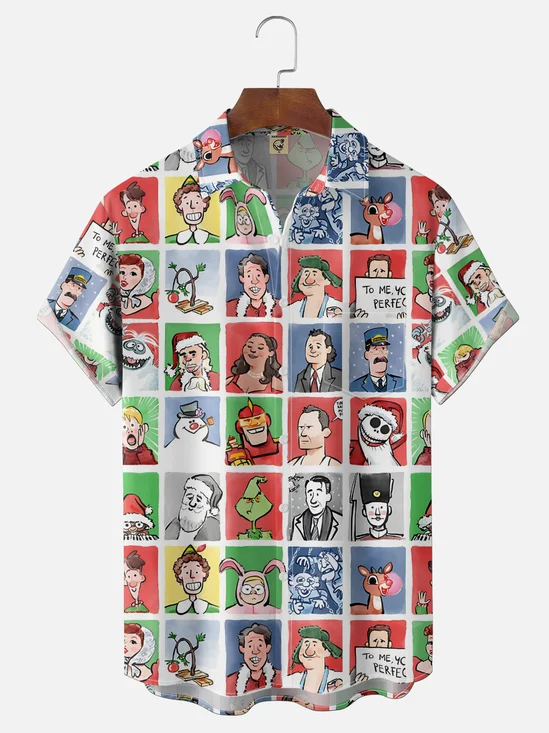Moisture Wicking Christmas Story Chest Pocket Hawaiian Shirt